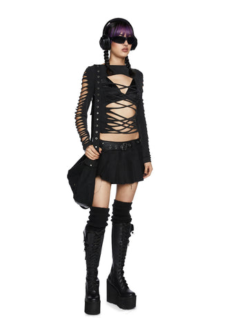 Deviant Curfew Cut-Out Top - Dark Gray