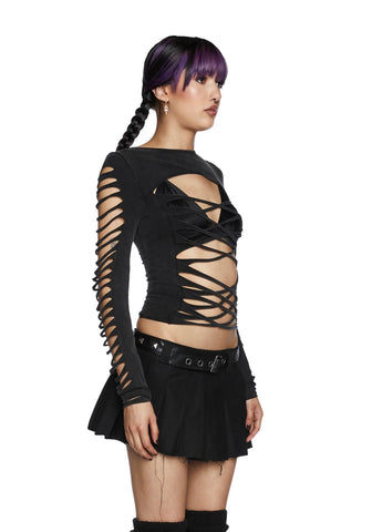 Deviant Curfew Cut-Out Top - Dark Gray