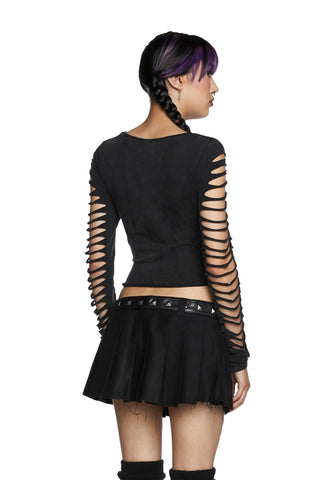 Deviant Curfew Cut-Out Top - Dark Gray