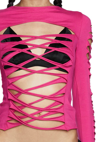 Deviant Curfew Cut-Out Top - Pink