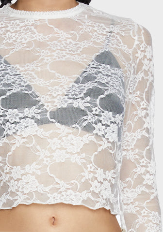 Feelin' Contempt Lace Crop Top - Off White