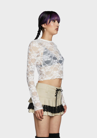 Feelin' Contempt Lace Crop Top - Off White