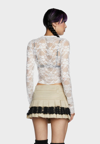 Feelin' Contempt Lace Crop Top - Off White