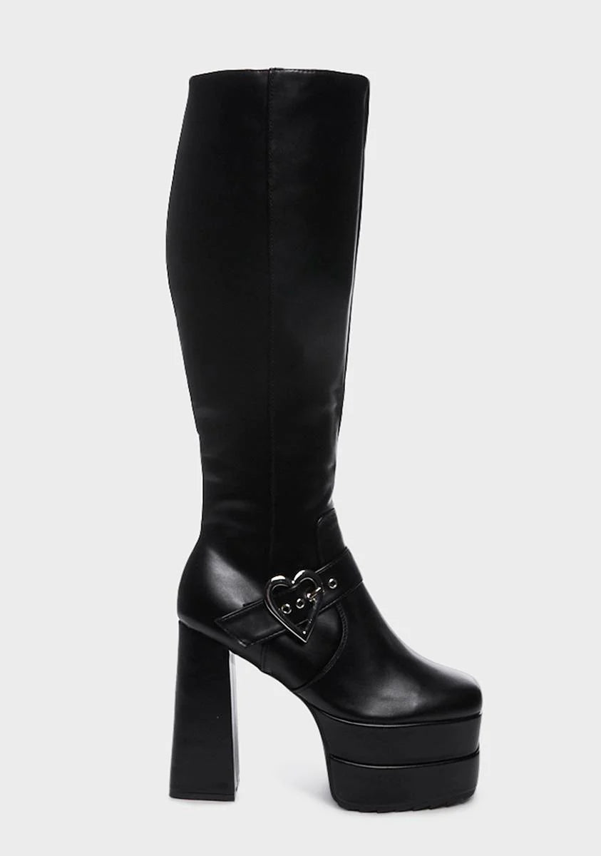 Wide Fit Fixed Up Knee High Boots