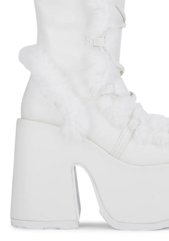 Camel-311 Platform Knee High Boots