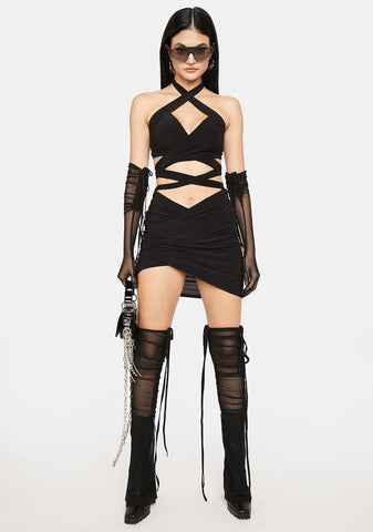 Can't Stop Me Wrap Halter Dress