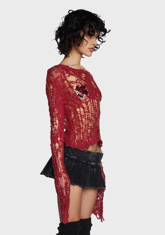 Modulation Open Weave Crop Sweater