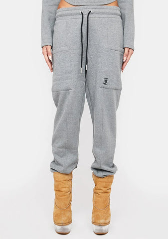 Heather Grey Cargo Pintuck Fleece Joggers