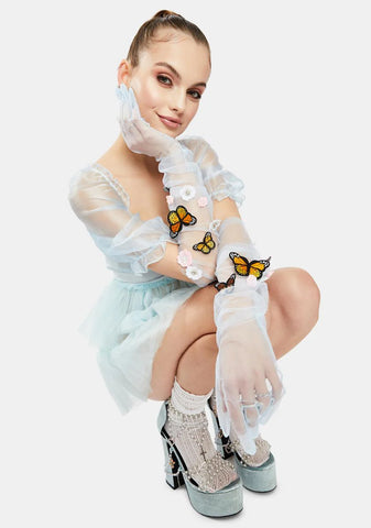 Hidden Garden Sheer Butterfly Gloves