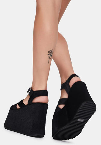 She Walks On Me Fuzzy Platform Sandals