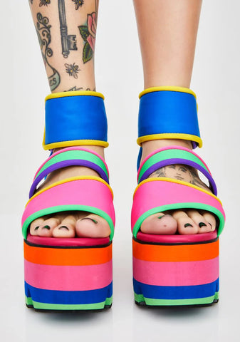 Cosmic Candy Neon Platform Sandals