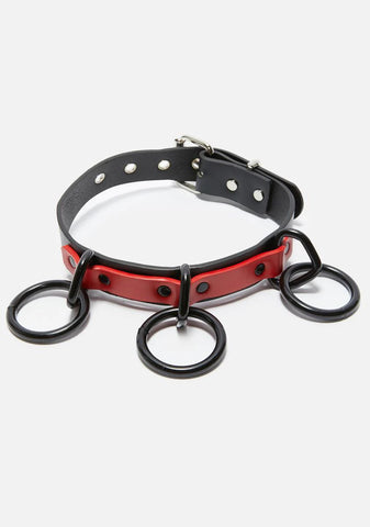 Red And Black Contrast O-Ring Choker