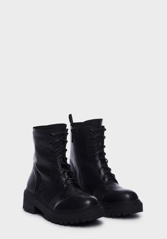 Noir Down For Fun Lace Up Boots