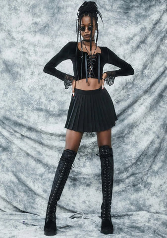 Charm Class Hero Velvet Crop Top