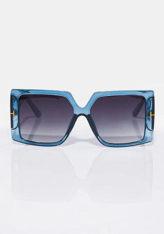 Aqua Glam Getter Oversized Square Sunglasses