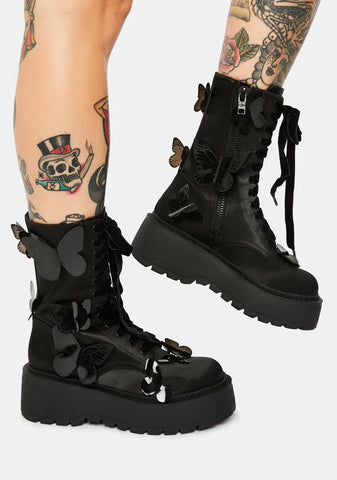 Awaken The Night Butterfly Combat Boots