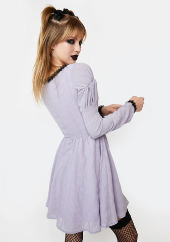 Purple Mini Dress With Lace Detailing