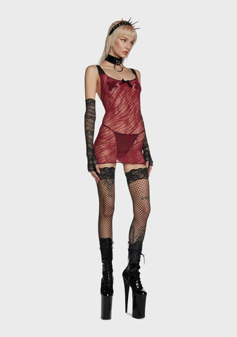 Bold Desires Lace Up Fishnet Dress