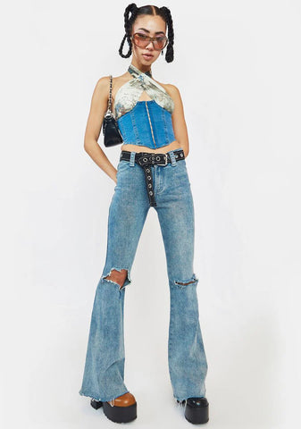 Angels Above Denim Corset Top