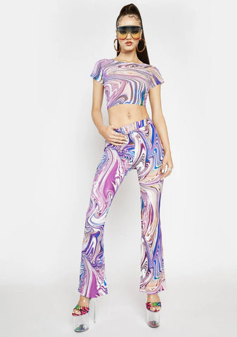 Lavender Hypnotic Habits Kick Flare Pants