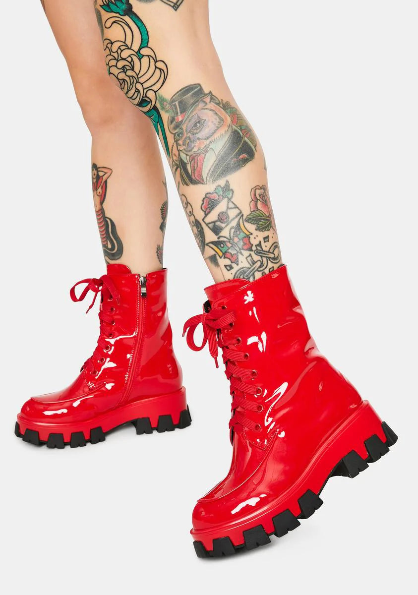 Red Excision Combat Boots