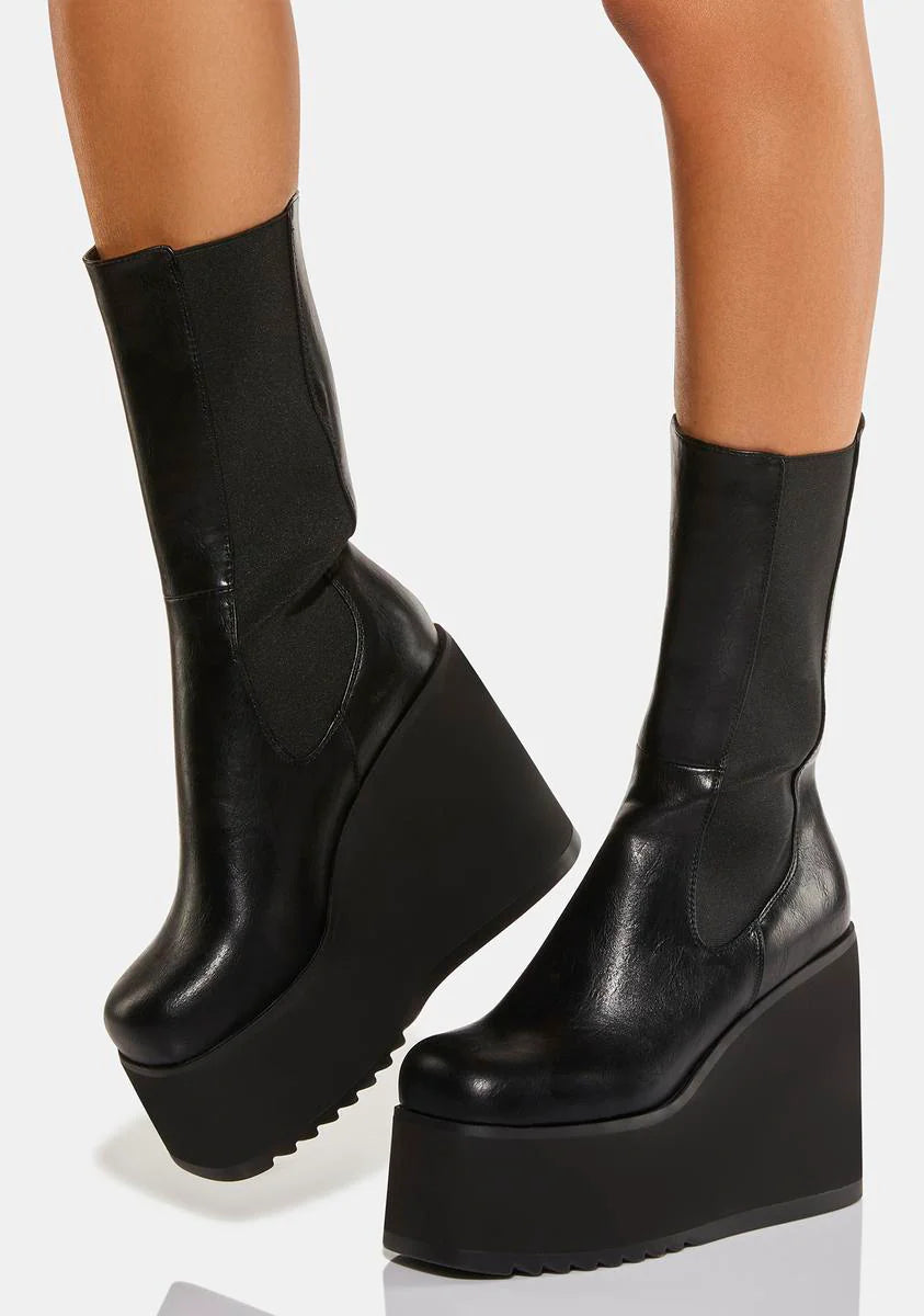 Shy Love Wedge Platform Boots