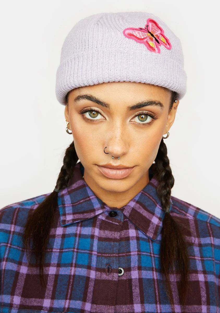 Lilac You're So Fly Knit Beanie