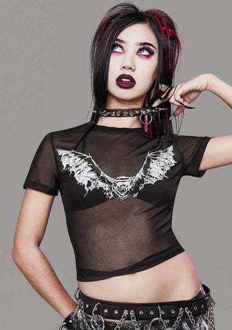 Straight From Hell Mesh Crop Tee