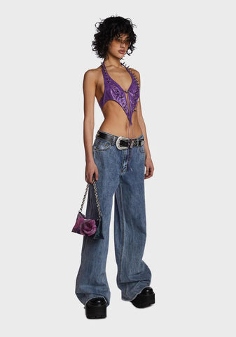 Purple Rivet Halter Top