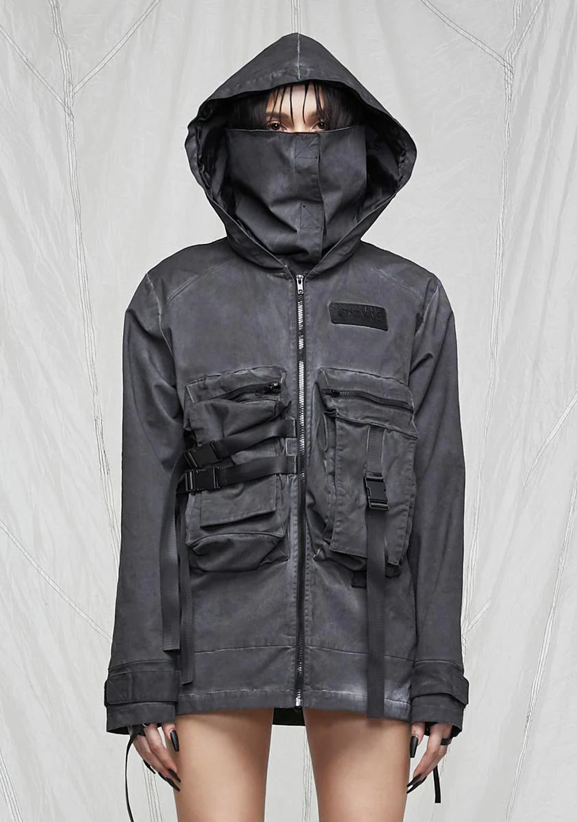 Synth Unisex Charcoal Washed Mask Utility Jacket