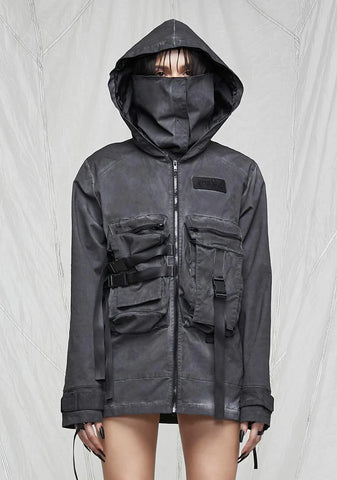 Synth Unisex Charcoal Washed Mask Utility Jacket