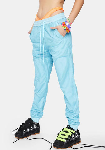 Mesh Overlay Nylon Jogger Pants