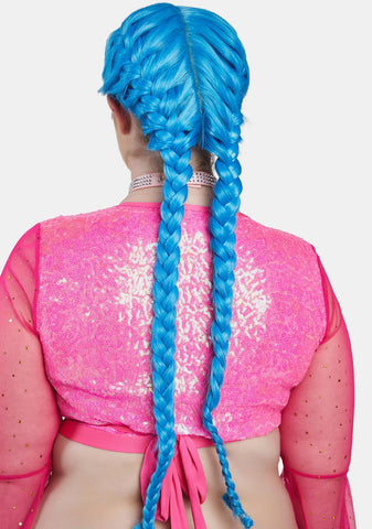 Electric Babe Braided Pigtail Wig