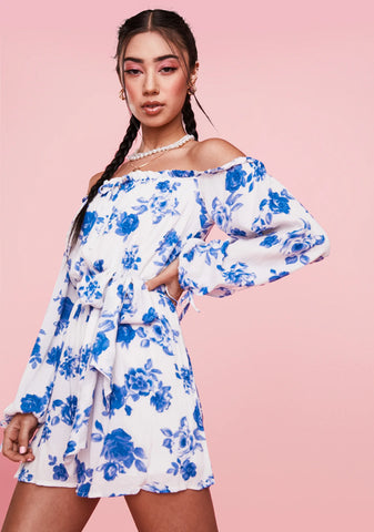 Perfect Poise Floral Off Shoulder Romper