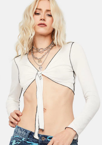 Always Trouble Contrast Stitch Crop Top