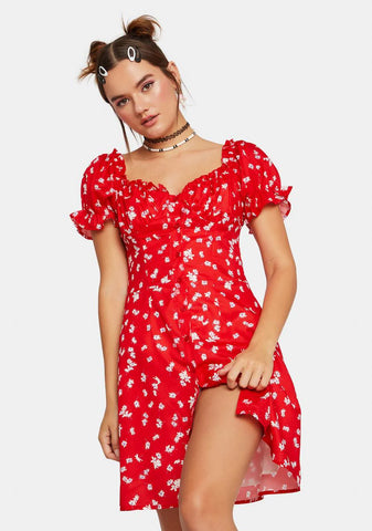 Cherry Simple Breeze Floral Mini Dress