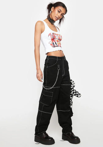 Chain Trim Goth Cargo Pants