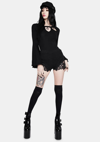 Noir Lace Trim Shorts