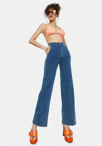 Indigo No Sneak Peeks Cutout Denim Jeans