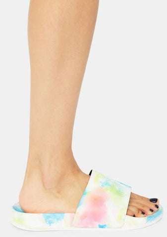 Candy Cloudless Sky Tie Dye Slides