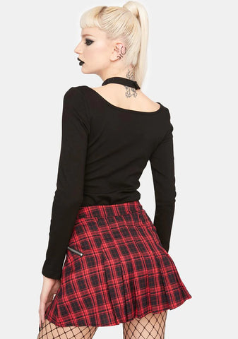 Red Plaid Mini Skirt