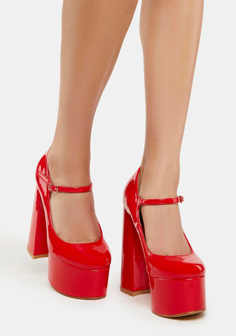 Red Sparkley Patent Platform Heels
