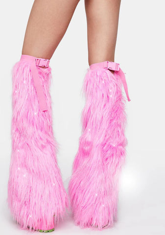 Sweet Techno Kitty Faux Fur Leg Warmers
