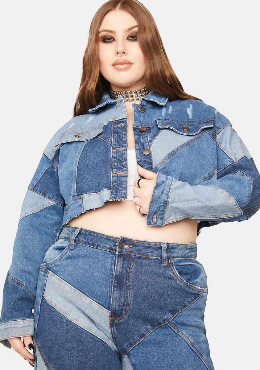 Plus Always Wonder Patchwork Denim Cropped Jacket
