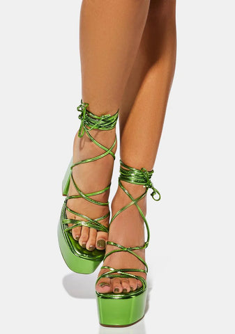 Kiwi Thriving On Wrap Platform Heels