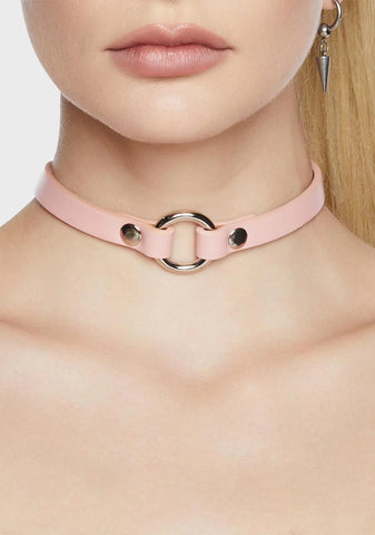 Light Pink Vegan Skinny O-Ring Choker
