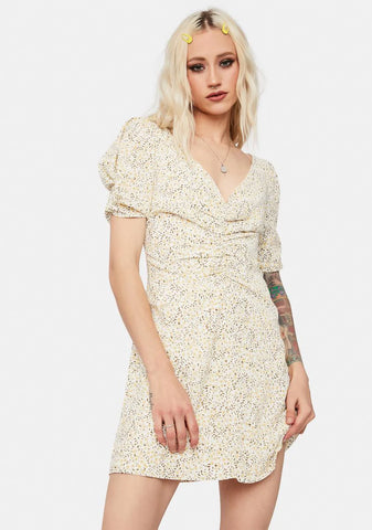 Darling Dancer Floral Puff Sleeve Mini Dress