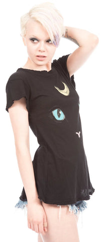 Cat and Moon Desert Crew - Black