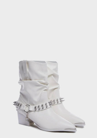 White Death Proof Lo Spike Cowboy Boots