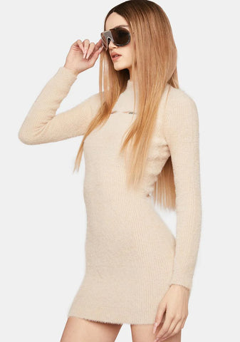 Almond Take 'Em By Surprise Mini Dress